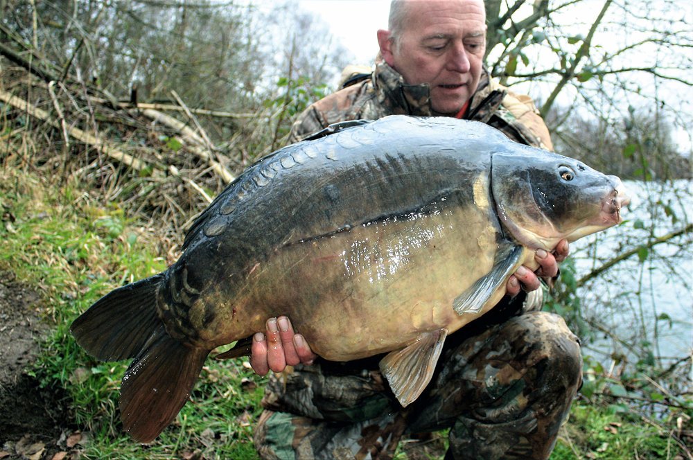The carp caught in the picture was caught using small PVA mesh bag of rock salt, hooked onto the rig prior to casting, to draw attention to the hookbait